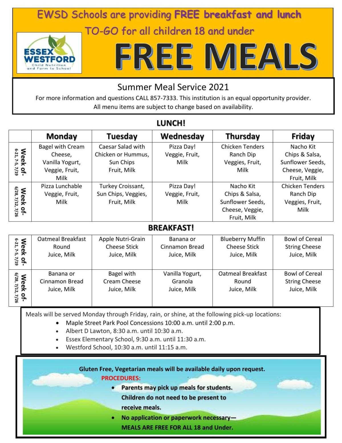 Free summer lunch program to return June 21 at various locations