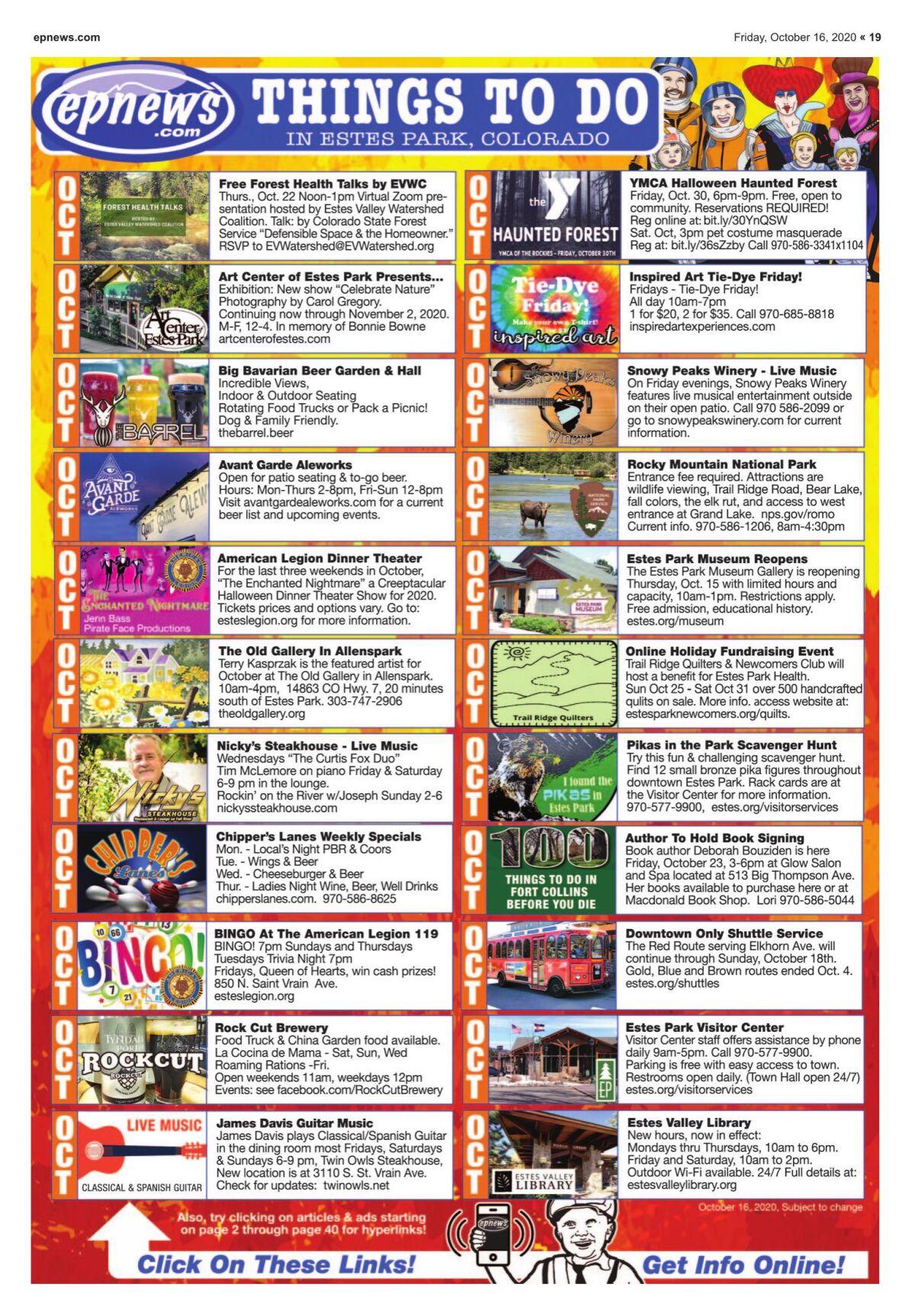 Things To Do October 16 Estesparknews Com