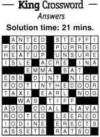 Crossword Puzzle Answers - Week of November 26, 2021