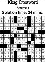 Crossword Puzzle Answers - week of March 11, 2022