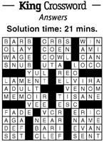 Crossword Puzzle Answers - week of January 7, 2022