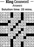 Crossword Puzzle Answers- week of April 15, 2022