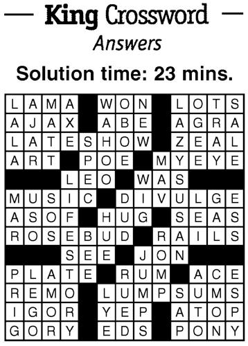 Crossword Puzzle Answers - week of October 29, 2021 ...