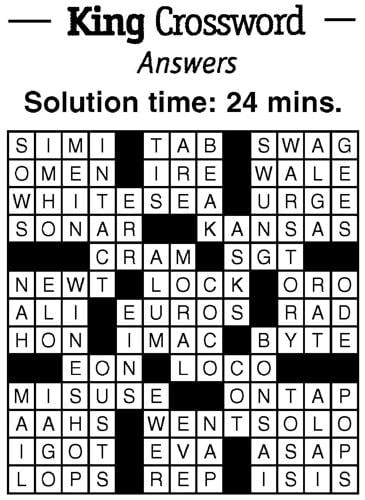 Crossword Puzzle Answers - week of September 24, 2021 ...
