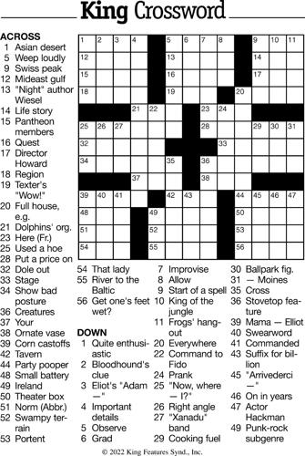 Crossword Puzzle - Week of December 2, 2022 | Crossword ...
