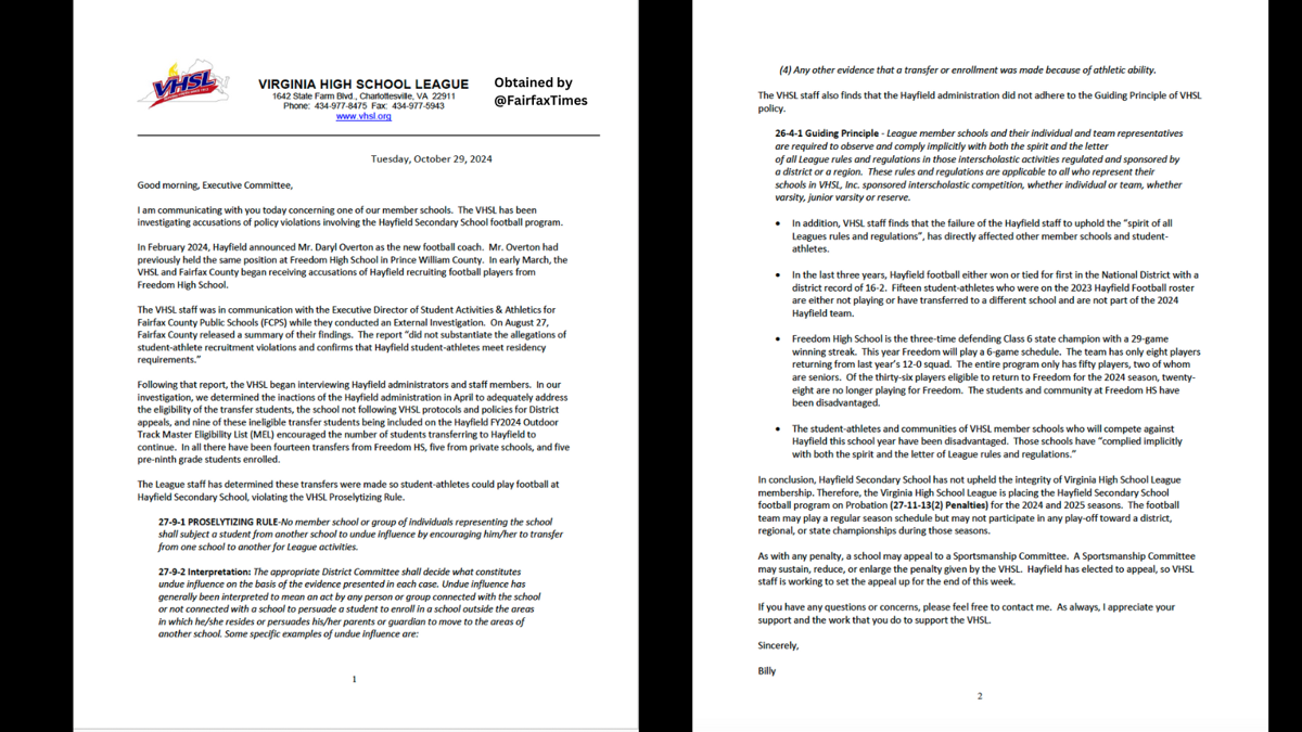 Exclusive: Hayfield football loses appeal to overturn two-year