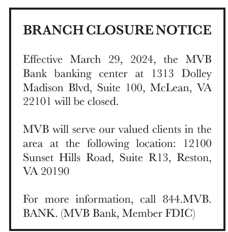 Branch Closure Notice Public Notices fairfaxtimes