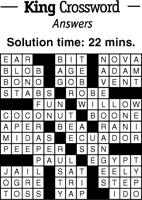 Crossword Puzzle Answers - week of 09.16.22