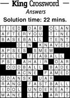 Crossword Puzzle Answers - week of January 14, 2022