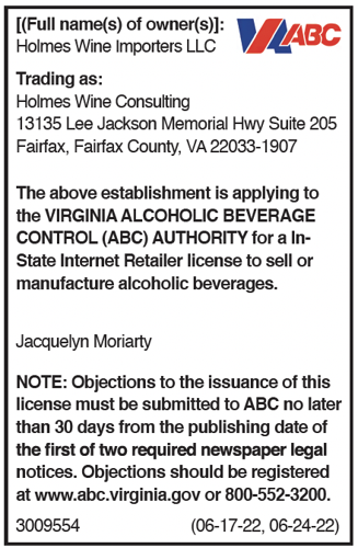 ABC Notice - Holmes Wine Consulting