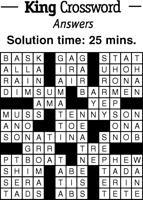 Crossword Puzzle Answers - week of March 18, 2022