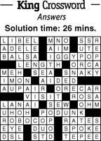 Crossword Puzzle Answers - week of March 25, 2022