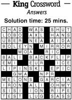 Crossword Puzzle Answers - Week of February 10, 2023