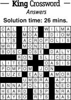Crossword Puzzle Answers - week of July 22, 2022
