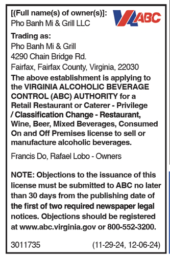 Pho Banh MI &amp; Grill | Public Notices | fairfaxtimes.com