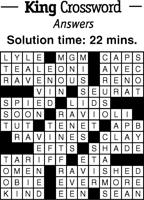 Crossword Puzzle Answers - Week of December 9, 2022
