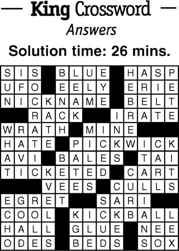 Crossword Puzzle Answers - Week of November 25, 2022