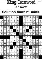Crossword Puzzle Answers - week of September 9, 2022