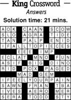 Crossword Puzzle Answers - week of February 18, 2022