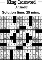 Crossword Puzzle Answers - week of April 29, 2022