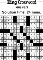 Crossword Puzzle Answers - week of September 30, 2022
