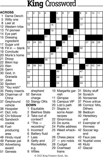 Crossword Puzzle - week of September 23, 2022