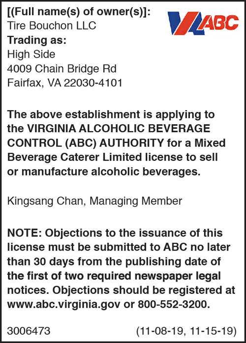 Abc Notice High Side Public Notices Fairfaxtimes Com