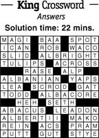 Crossword Puzzle Answers - week of October 28, 2022