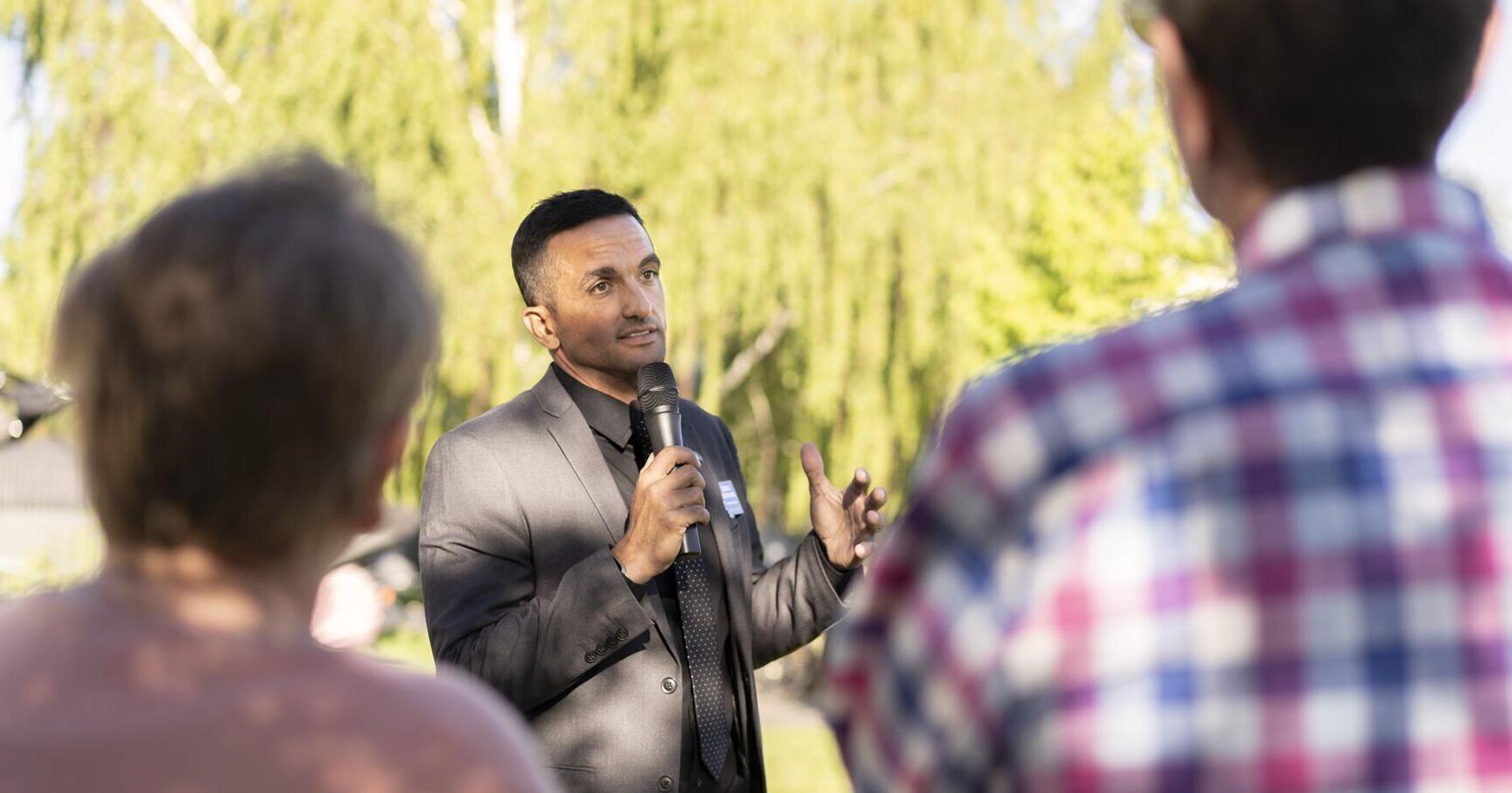   It not about party for me : Dem rancher Russell Cleveland rejects identity politics , PAC money , celebrity endorsements