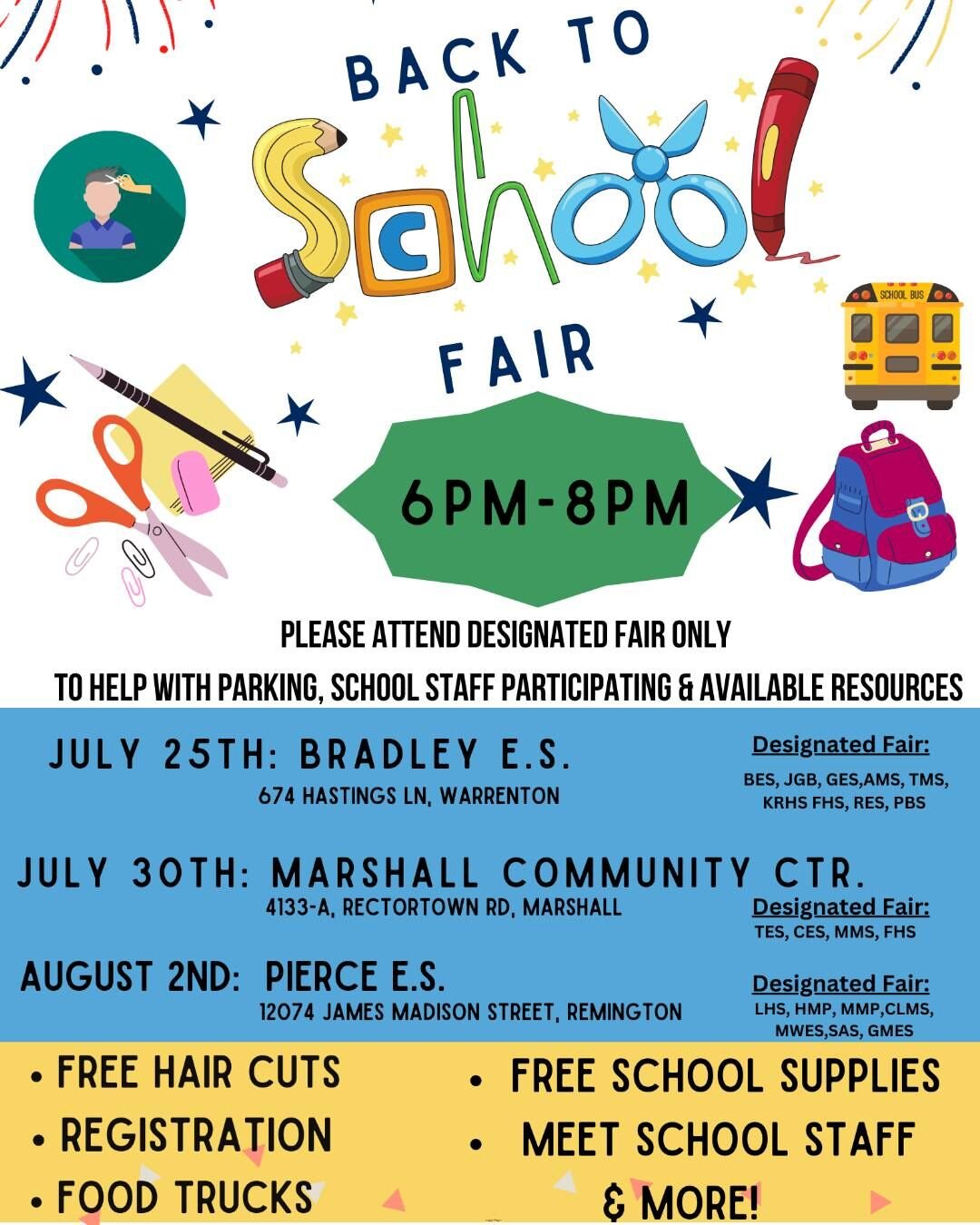 Back to school fairs scheduled for Fauquier County students | News |  fauquier.com