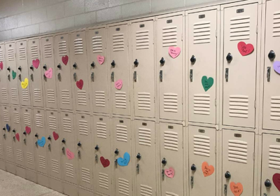 Taylor Middle teachers cover lockers with love