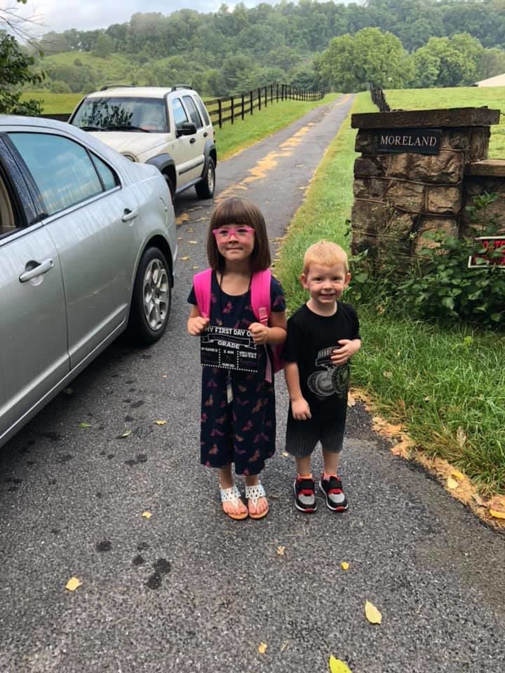 bts Laurie Eyler Faith first day of kindergarten Brentley First day of head start.jpg