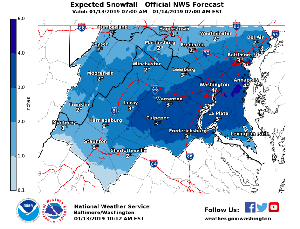 Snow Accumulation Map For Virginia Snow