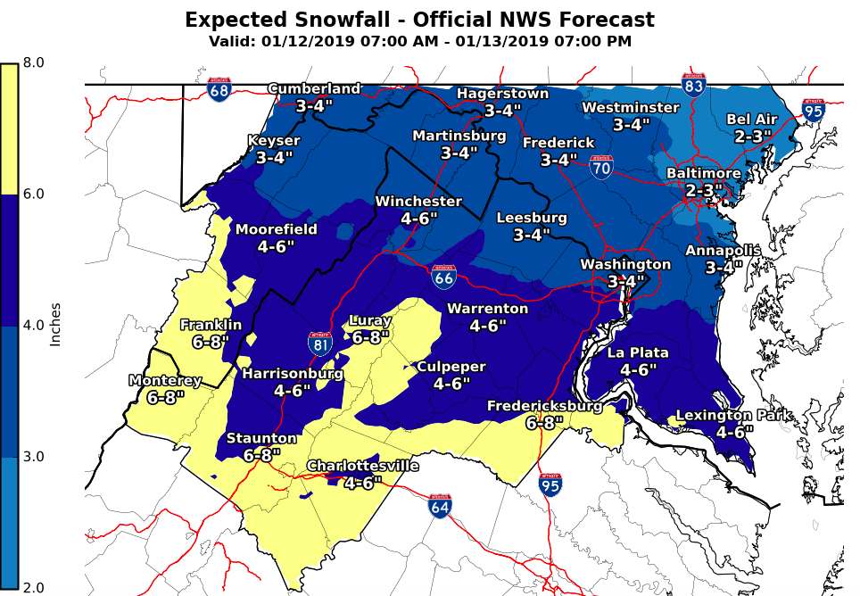 Winter Storm Warning Predicts 3 To 7 Inches Of Snow In Northern Virginia News Fauquier Com