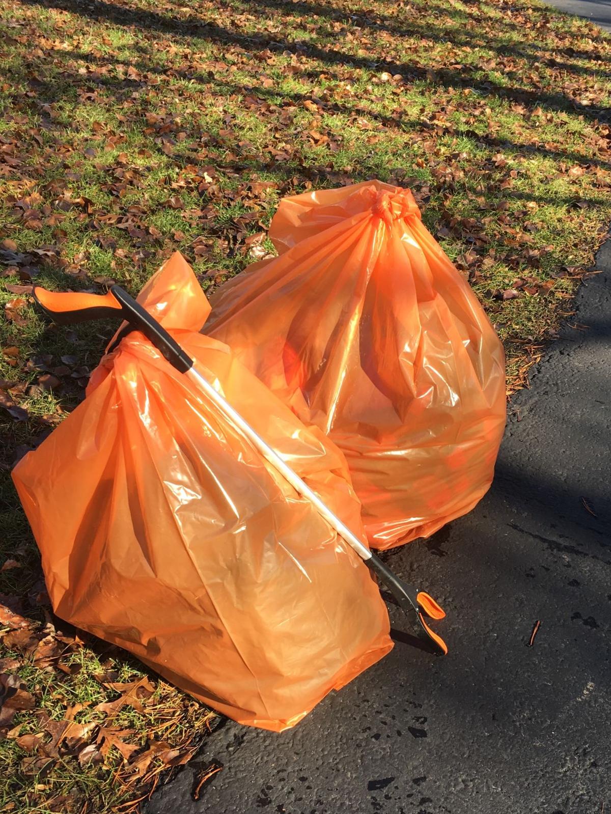 The orange bag brigade AdoptAHighway volunteers labor to beautify