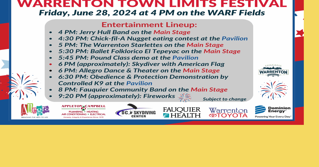 Warrenton Town Limits Festival Information and Maps