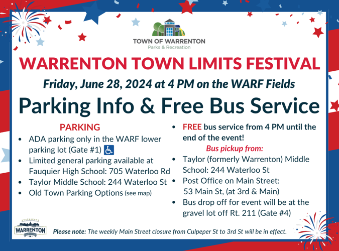 Warrenton Town Limits Festival Information and Maps