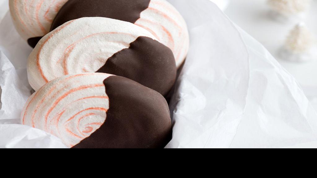 ChocolateDipped Peppermint Meringue Cookies Sweets