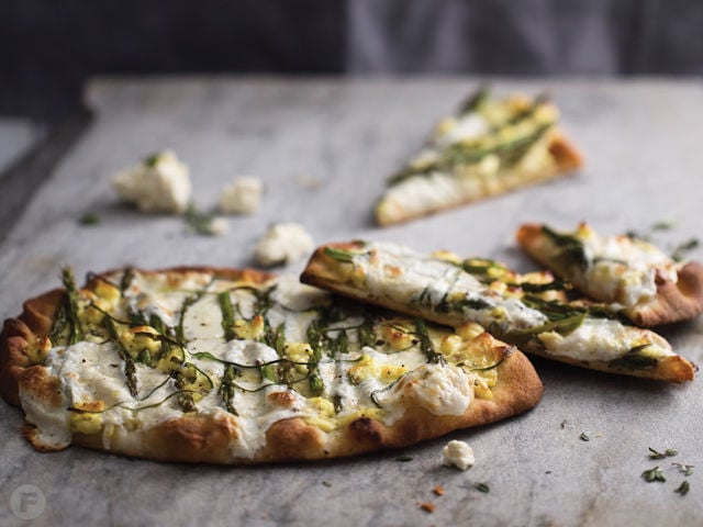 Herbed Fresh Cheese and Asparagus Flatbreads