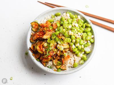 Grain Bowls With Green Zucchini Kimchi Recipes Feastmagazine Com