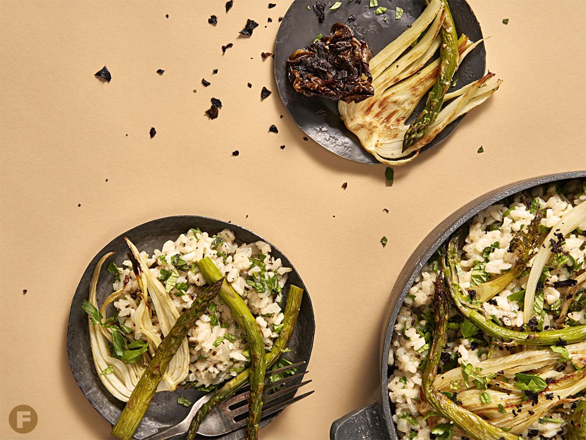 Herby Dulse Risotto with Charred Vegetables