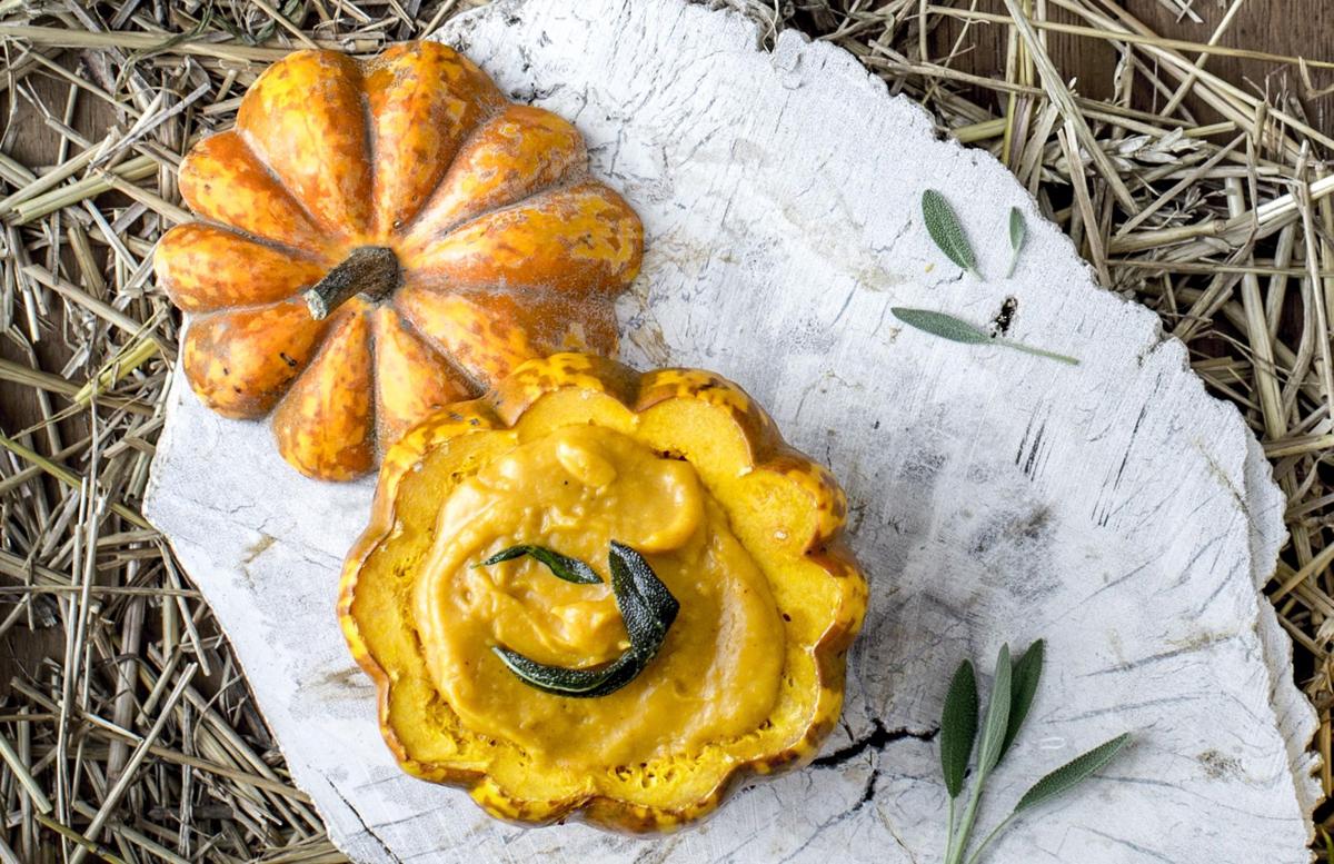 Butternut and Acorn Squash Soup with Pan-Fried Sage