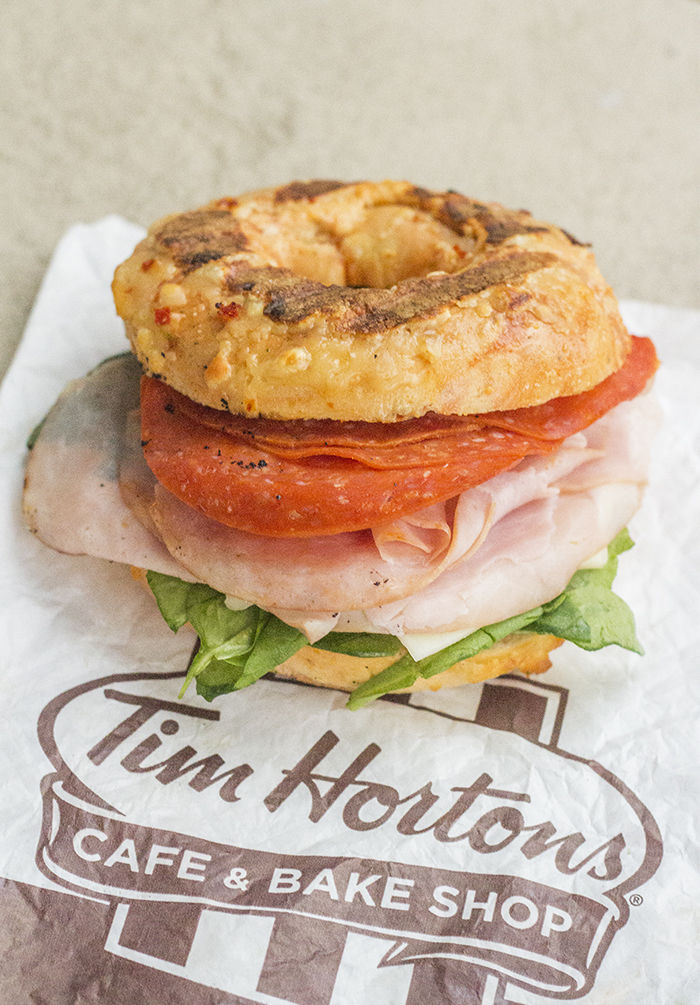Delicious Cofee, Bagel and Potato Pancake at Tim Hortons, Montreal Quebec,  Canada Editorial Photography - Image of horton, nice: 162568602