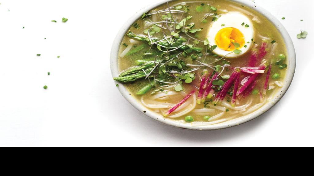 Spring Green Ramen with GarlicGinger Broth Vegetarian