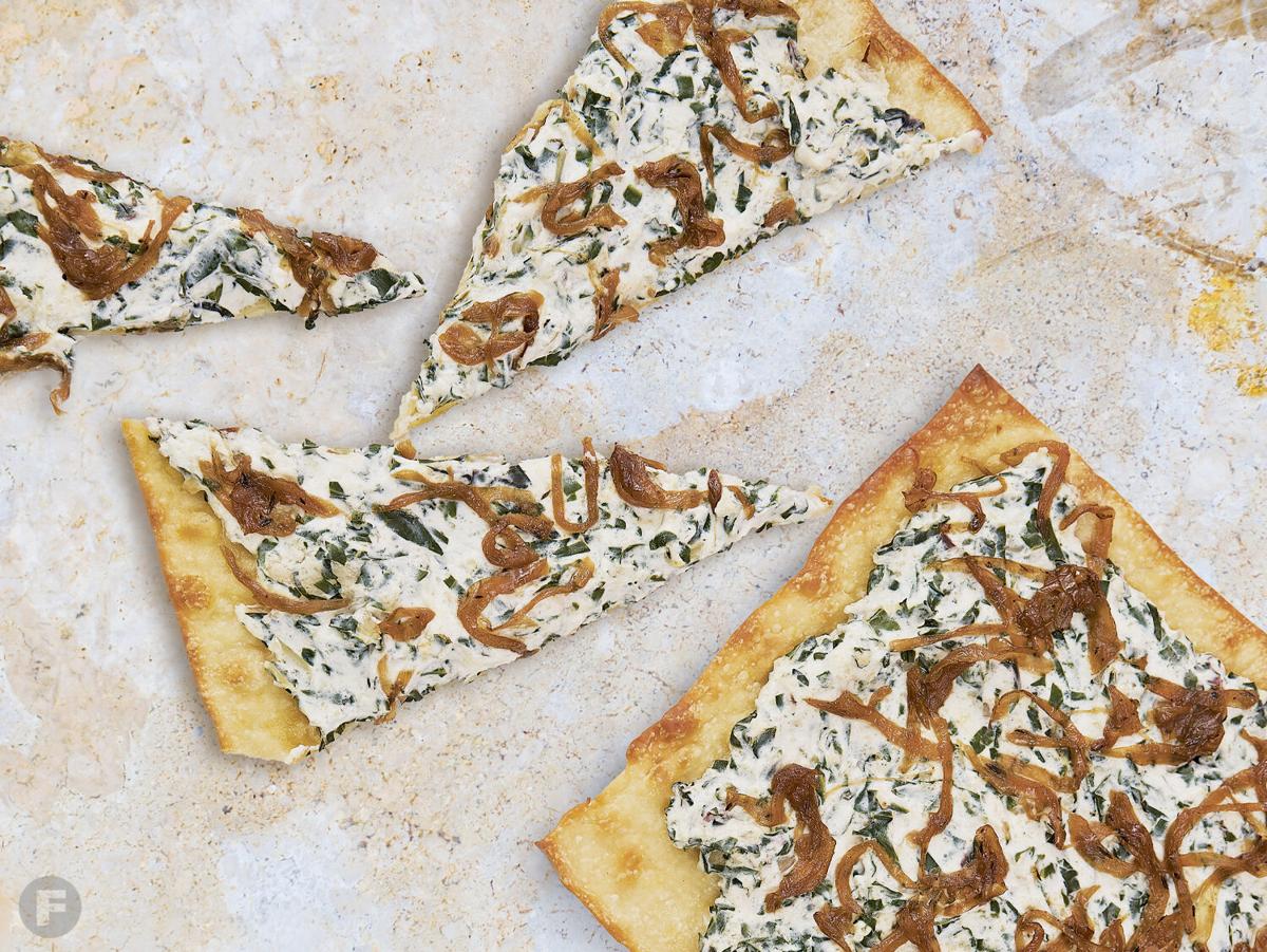 Pizza with Caramelized Onions, Ricotta and Chard