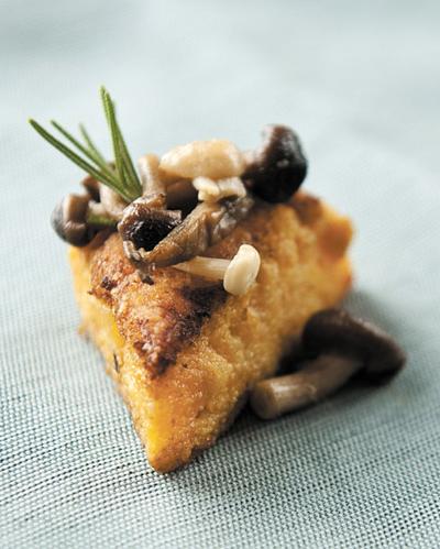 Pumpkin Polenta Cakes With Wild Mushrooms Starters Sides Feastmagazine Com
