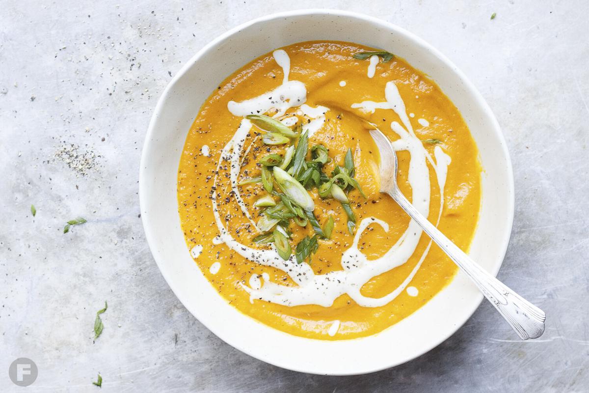 Smoky Golden Beet Soup With Roasted Garlic Cream