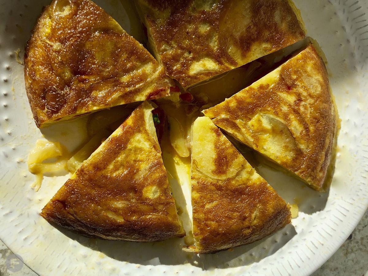 Spanish Tortilla with Roasted Red Pepper