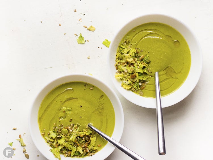 Roasted Broccoli and Fennel Soup With Celery Dukkah