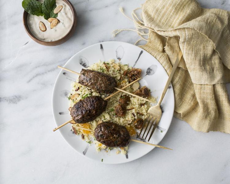 Turkish Koftas Kebabs With Lemon Tahini Dipping Sauce And Jeweled